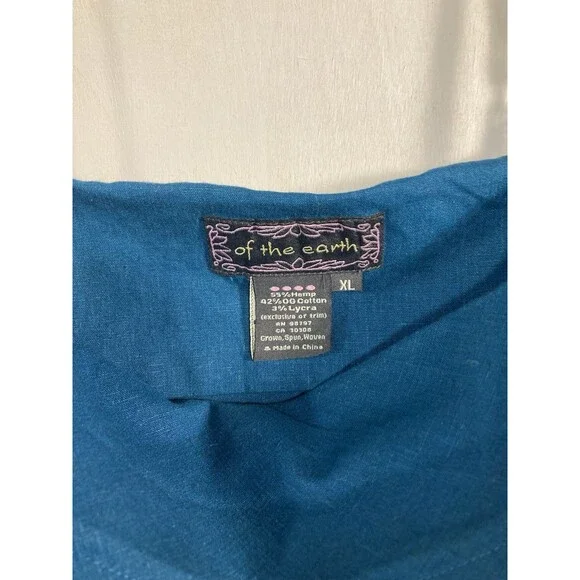 Vintage Y2K Slip Sun Dress Women Sz XL Blue Hemp Cotton Blend Sleeveless Hippie - Picture 4 of 7